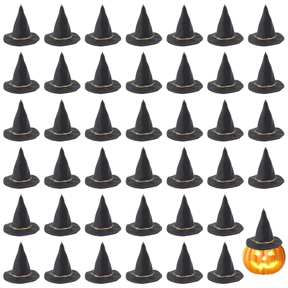 9639 40Pcs Miniature Witch Hats Mini Top Ornament Witch Hat Wine Bottle